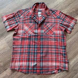 PATAGONIA Mens Short Sleeve 100% Organic Cotton Red Plaid Button Shirt Size XL
